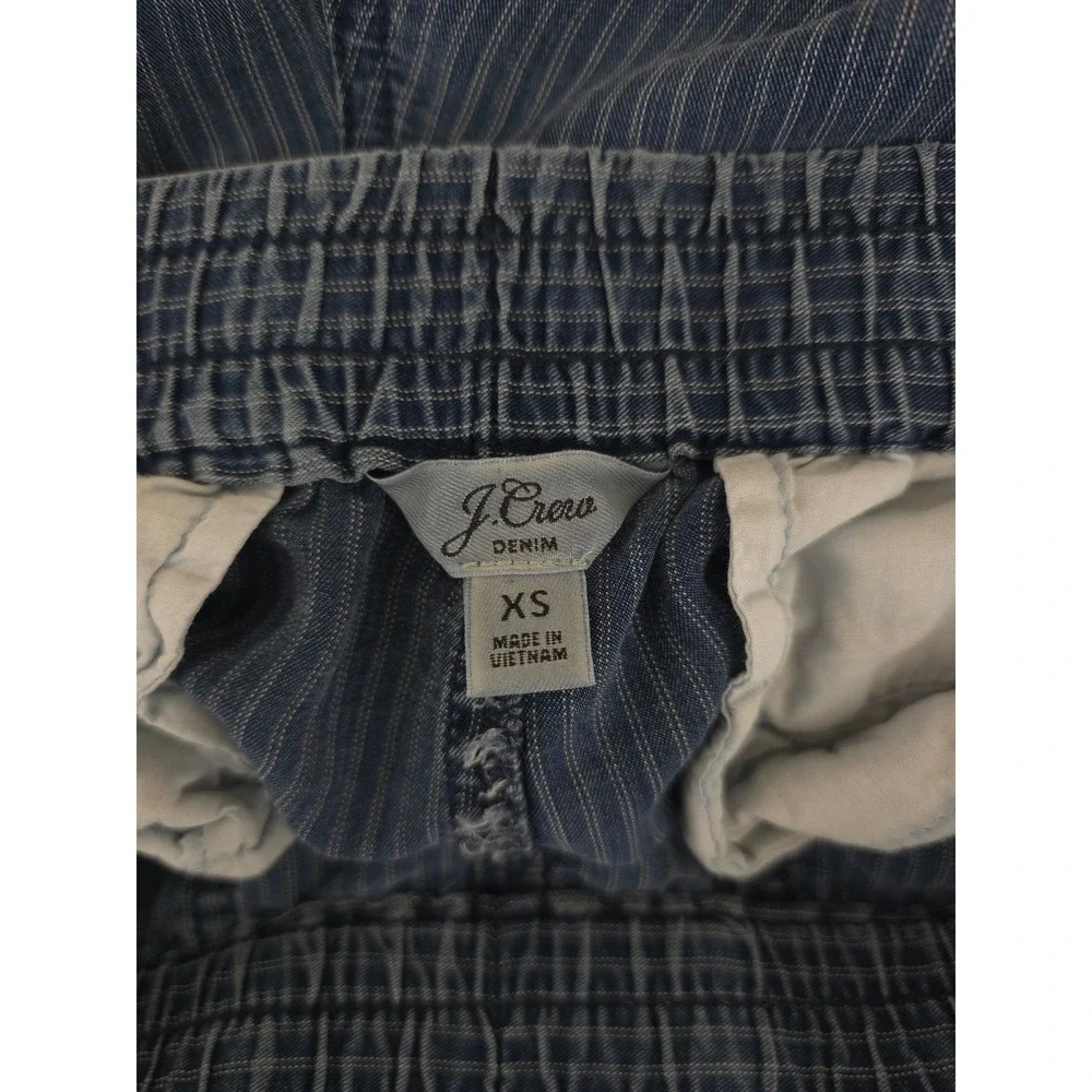J Crew 2.5 Inseam Mid Rise Striped Drawstring Lyocell Soft Blue Shorts Womens XS